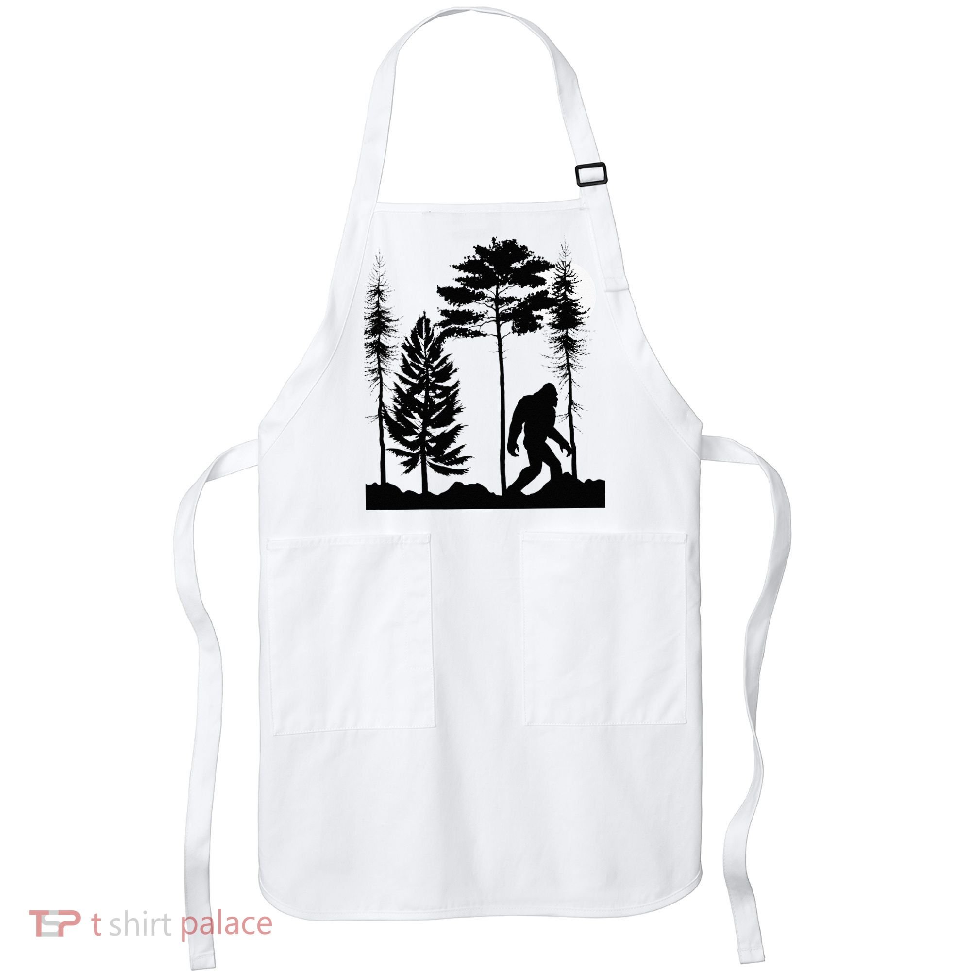 Bigfoo Bigfoot Hiding In Forest At Night Sasquatch Apron