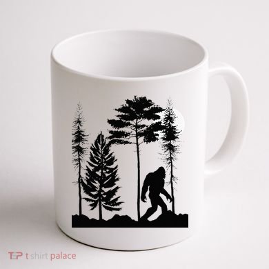 Bigfoo Bigfoot Hiding In Forest At Night Sasquatch Coffee Mug back
