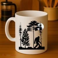 Bigfoo Bigfoot Hiding In Forest At Night Sasquatch Coffee Mug thumb 4