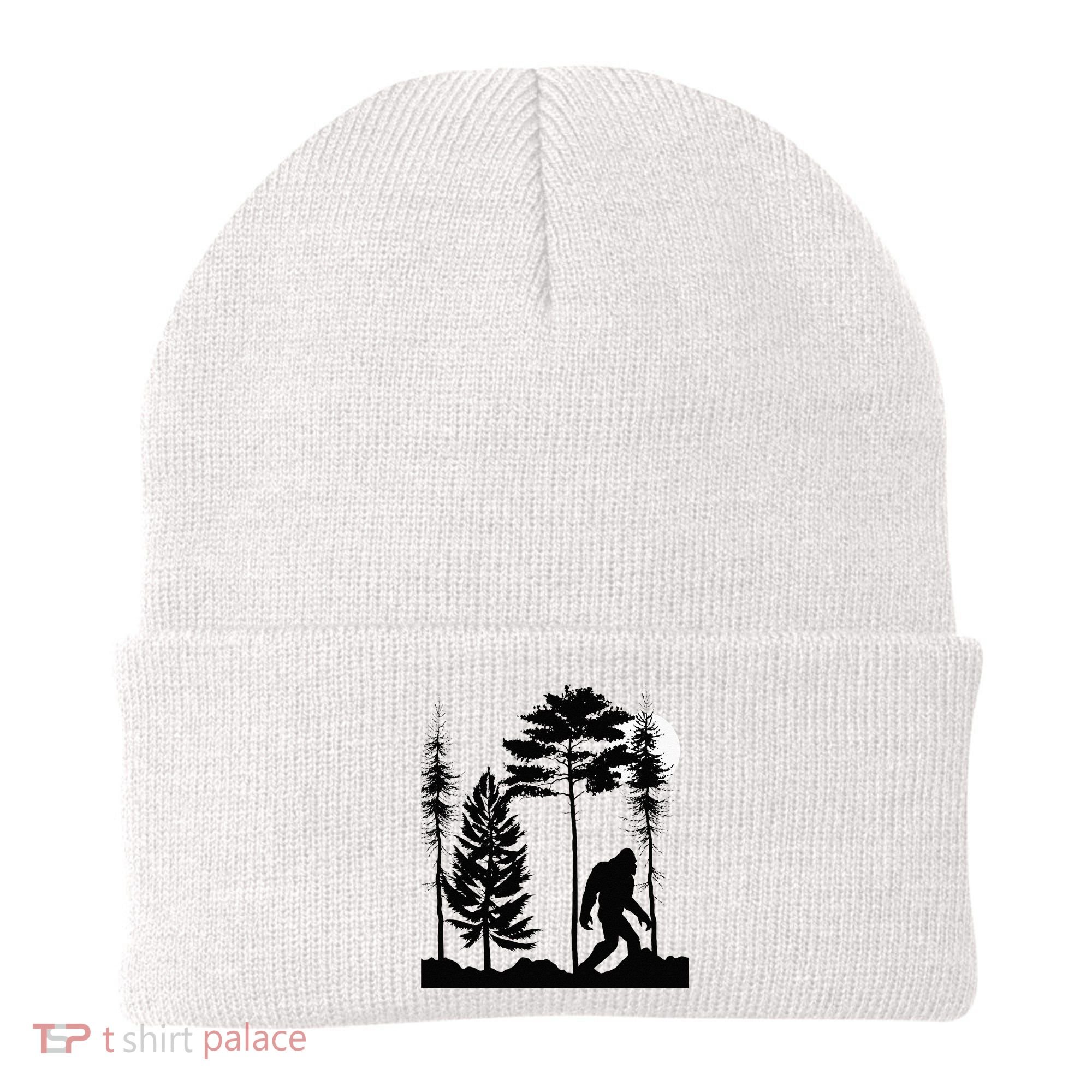 Bigfoo Bigfoot Hiding In Forest At Night Sasquatch Beanie