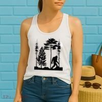 Bigfoo Bigfoot Hiding In Forest At Night Sasquatch Women's Tank Top thumb 2