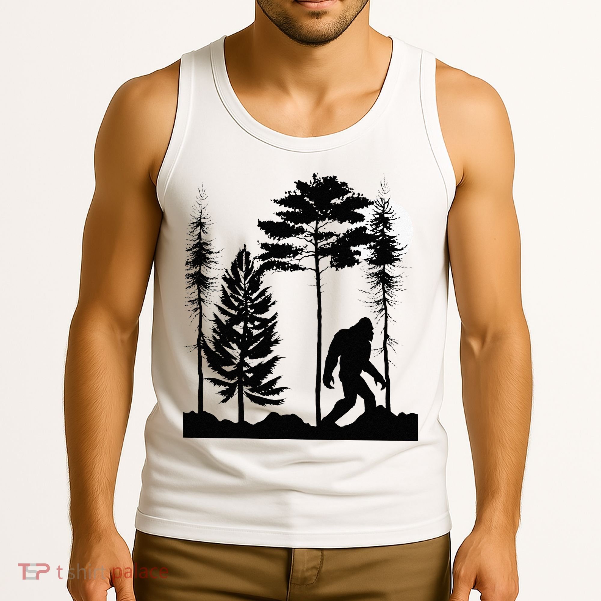 Bigfoo Bigfoot Hiding In Forest At Night Sasquatch Tank Top