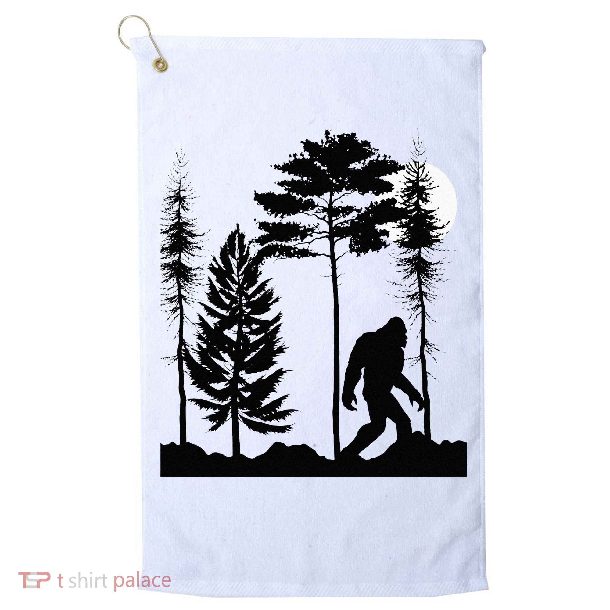 Bigfoo Bigfoot Hiding In Forest At Night Sasquatch Golf Towel