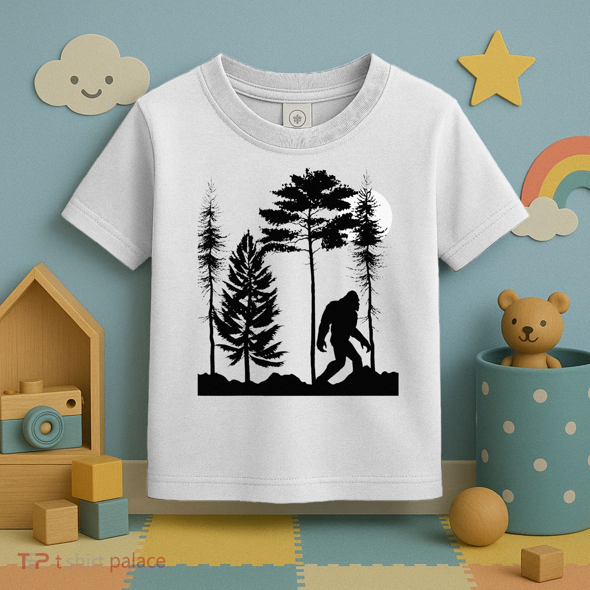Bigfoo Bigfoot Hiding In Forest At Night Sasquatch Toddler T-Shirt