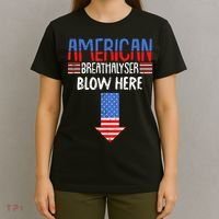 Breathalyzer Blow Here Funny 4th Of July Funny American Flag T-Shirt thumb 4