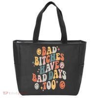 Bad Bitches Have Bad Days Too Funny Sarcastic Humor Retro Tote Bag thumb 0