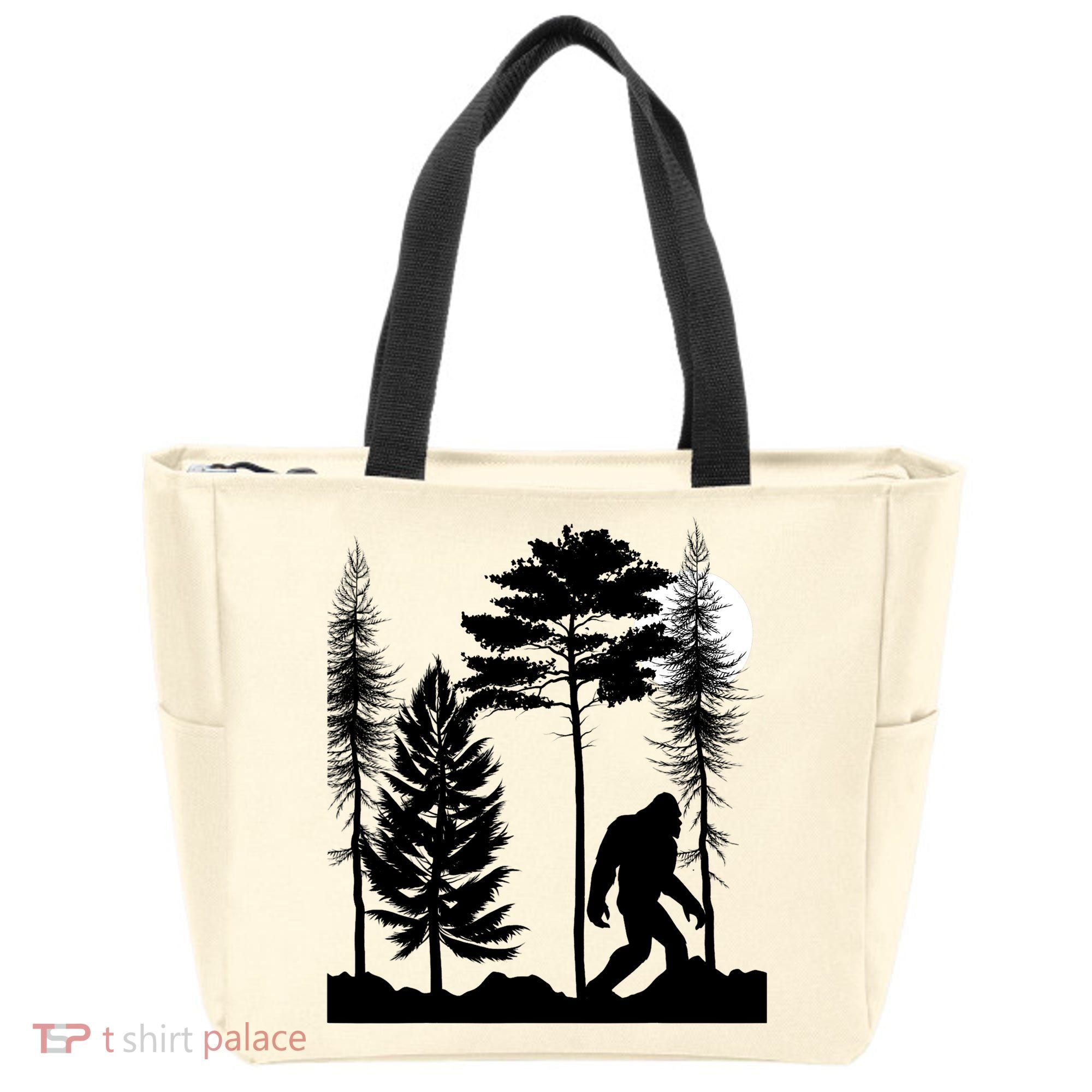 Bigfoot Bigfoot Hiding in Forest At Night Sasquatch  Tote Bag