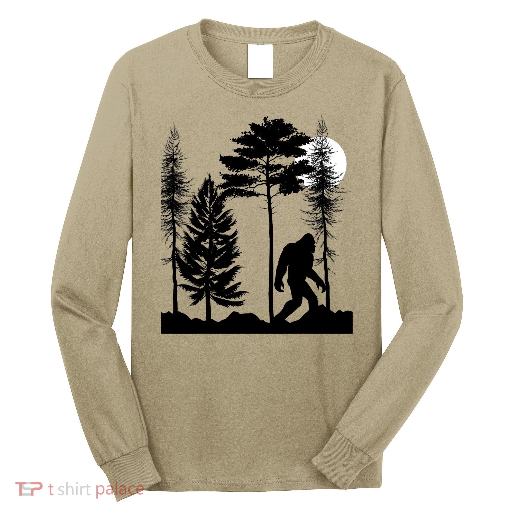 Bigfoot Bigfoot Hiding in Forest At Night Sasquatch  Long Sleeve Shirt