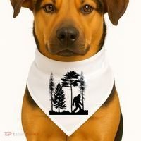 Bigfoot Bigfoot Hiding in Forest At Night Sasquatch  USA-Made Doggie Bandana thumb 1