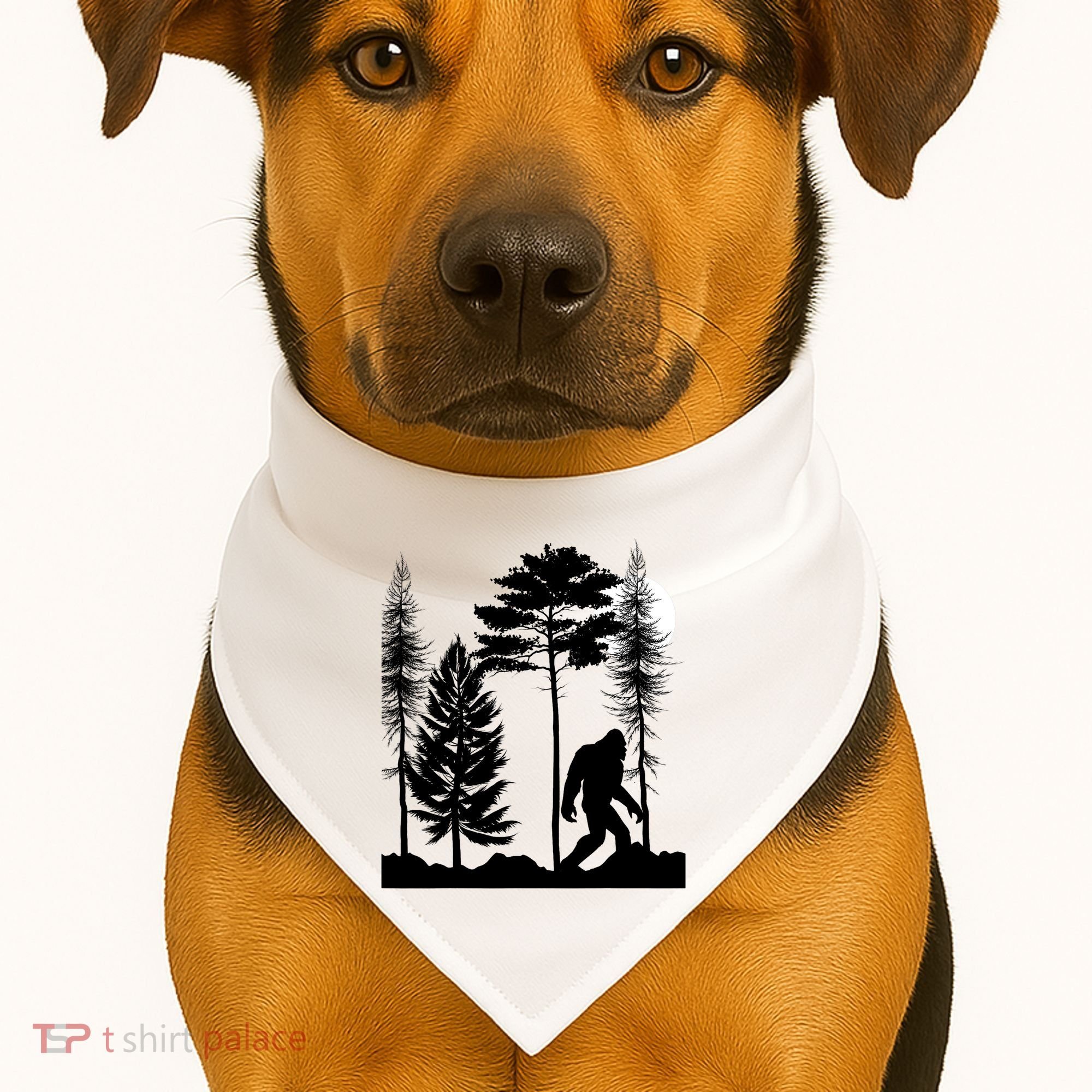 Bigfoot Bigfoot Hiding in Forest At Night Sasquatch  USA-Made Doggie Bandana