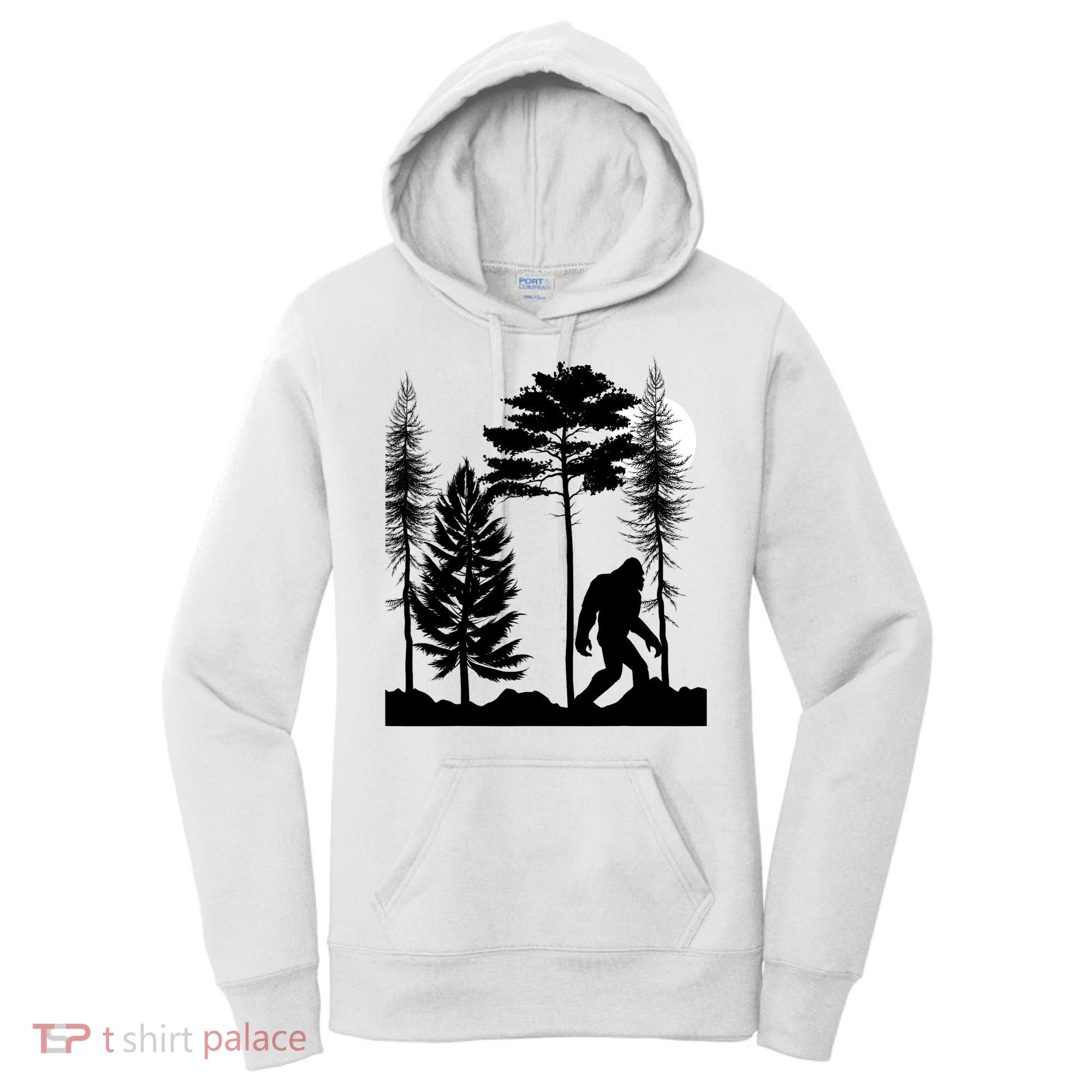 Bigfoot Bigfoot Hiding in Forest At Night Sasquatch  Women's Hoodie