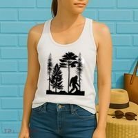 Bigfoot Bigfoot Hiding in Forest At Night Sasquatch  Women's Tank Top thumb 2