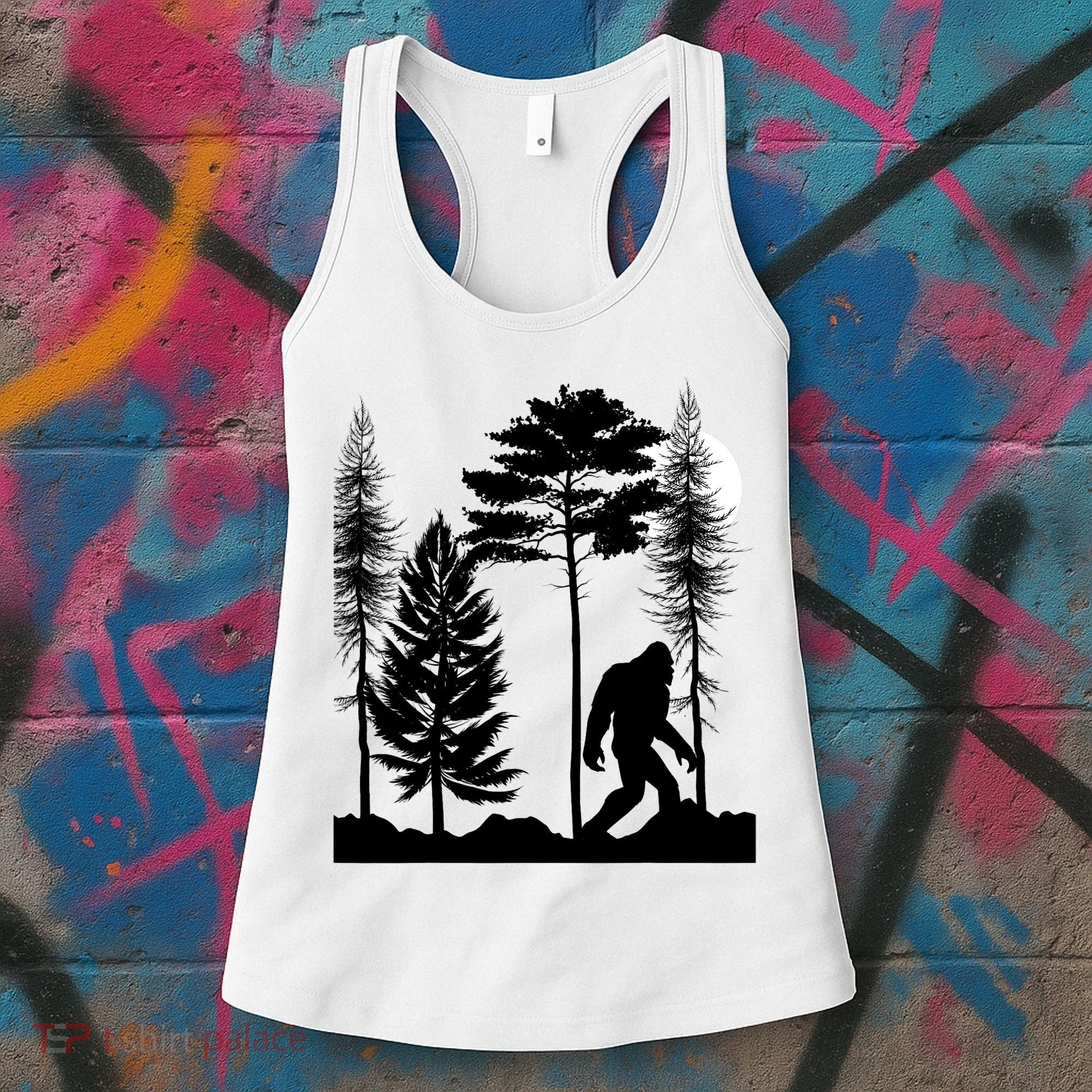 Bigfoot Bigfoot Hiding in Forest At Night Sasquatch  Women's Tank Top