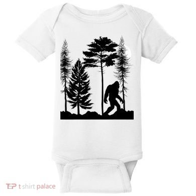 Bigfoot Bigfoot Hiding in Forest At Night Sasquatch  Baby Bodysuit