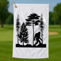 Bigfoot Bigfoot Hiding in Forest At Night Sasquatch  Golf Towel thumb 1