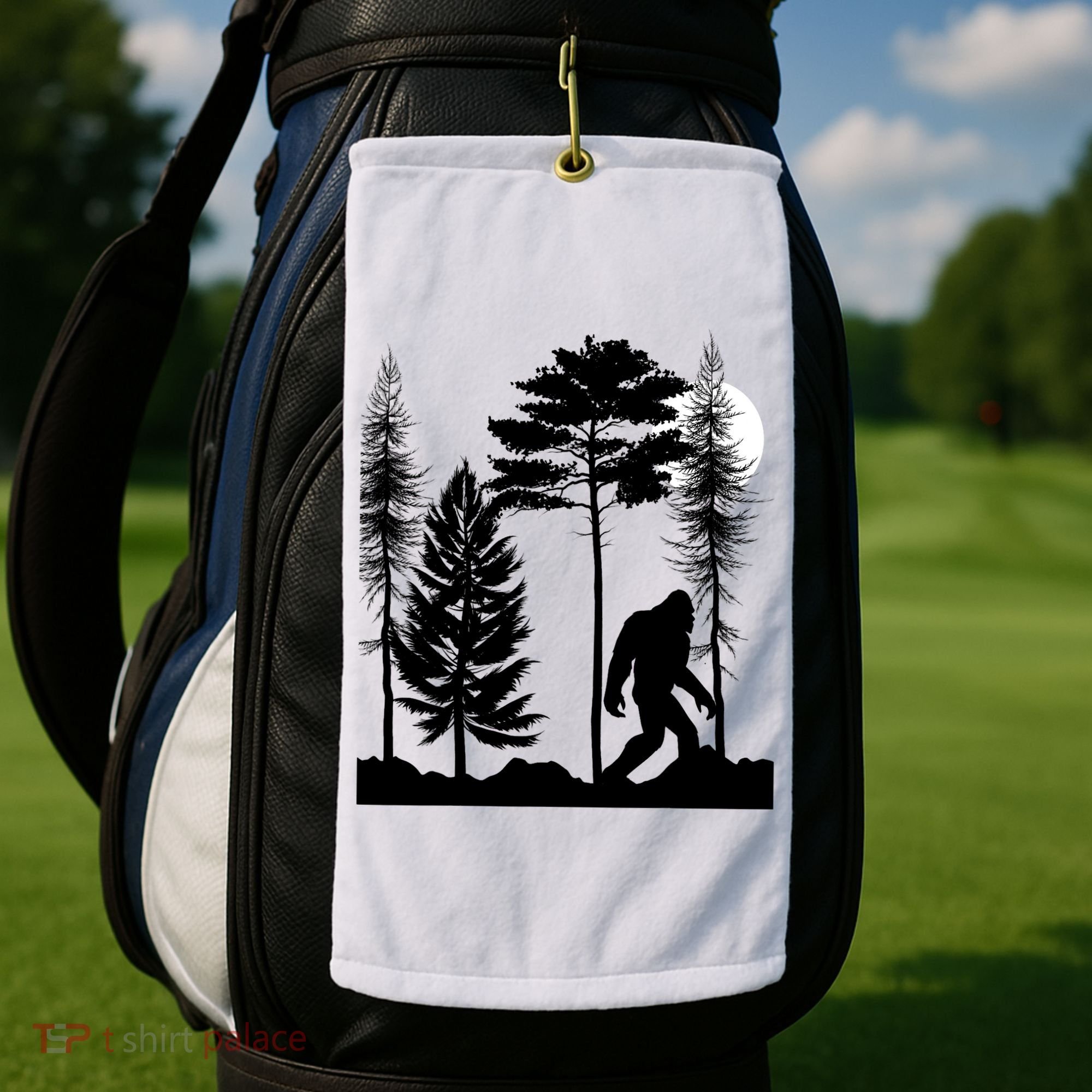 Bigfoot Bigfoot Hiding in Forest At Night Sasquatch  Golf Towel
