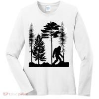 Bigfoot Bigfoot Hiding in Forest At Night Sasquatch  Women's Long Sleeve Shirt thumb 0