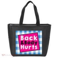 Back Body Hurts Humorous Quote Workout Top Gym Tote Bag thumb 0