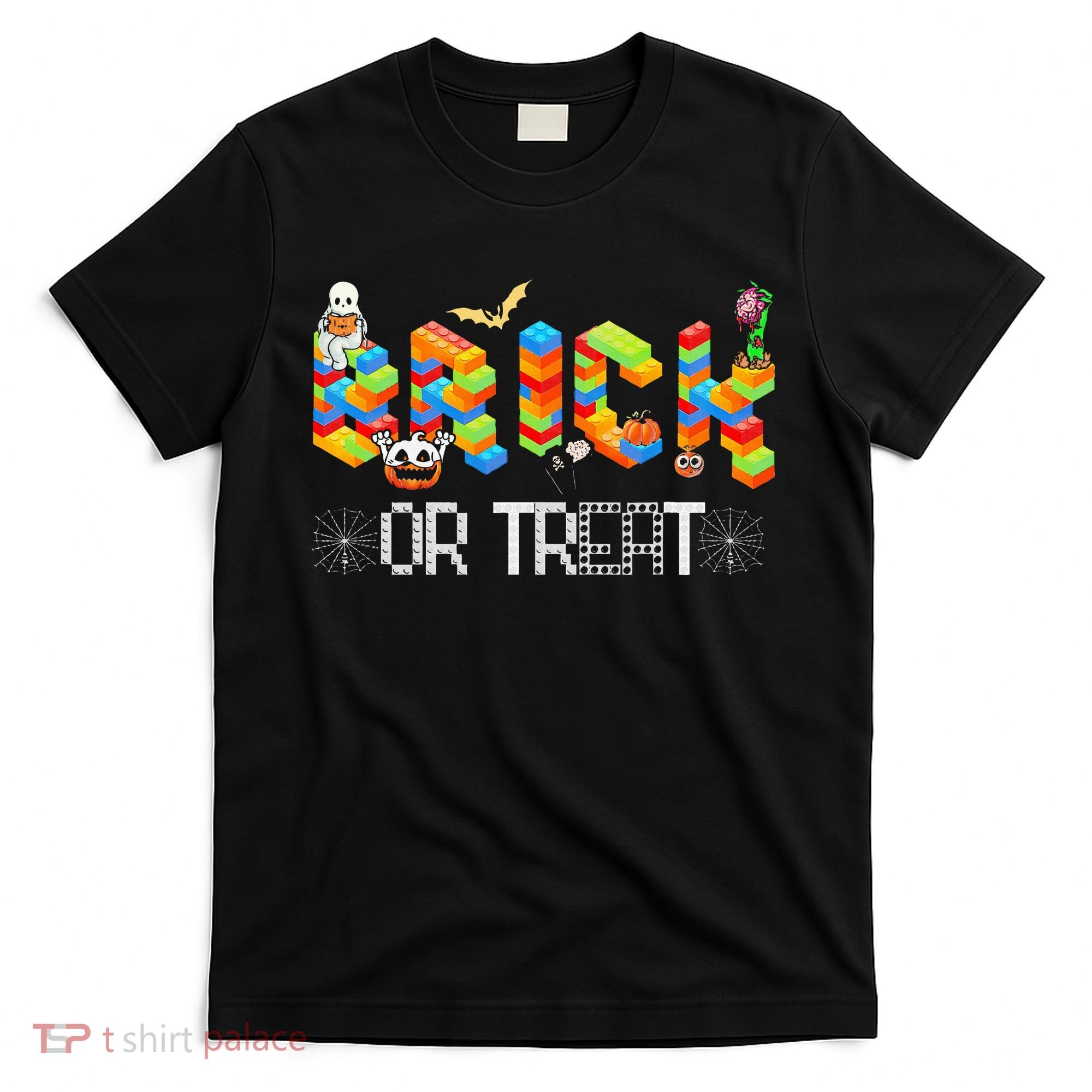 Block Building Halloween Brick Or Treat Master Builder T-Shirt