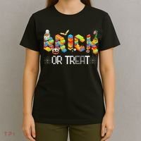 Block Building Halloween Brick Or Treat Master Builder T-Shirt thumb 4