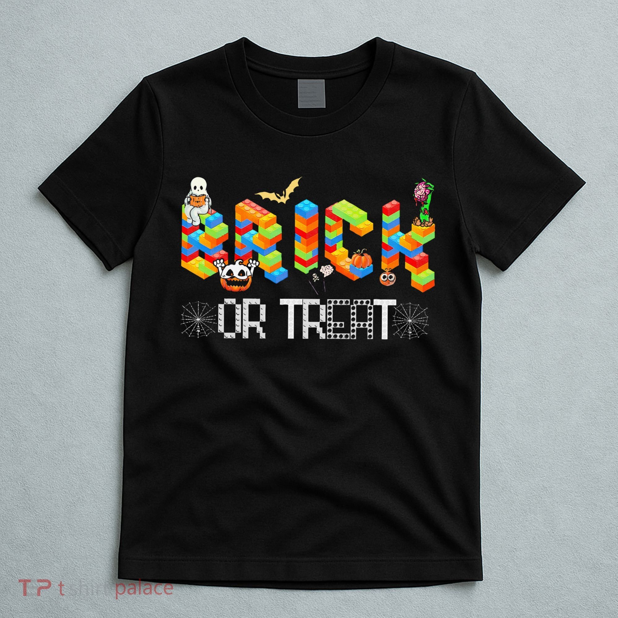 Block Building Halloween Brick Or Treat Master Builder T-Shirt