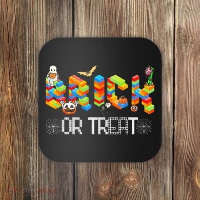 Block Building Halloween Brick Or Treat Master Builder Coaster