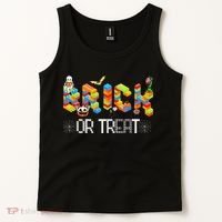 Block Building Halloween Brick Or Treat Master Builder Tank Top thumb 2
