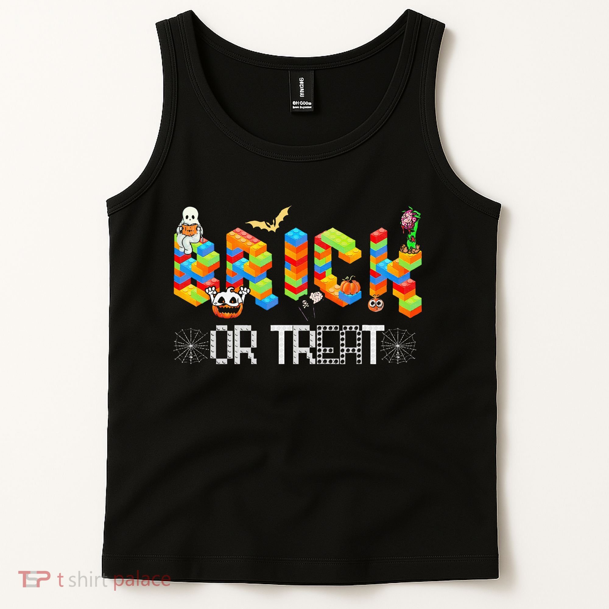 Block Building Halloween Brick Or Treat Master Builder Tank Top