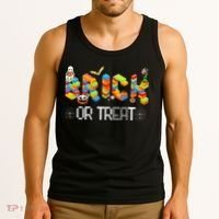 Block Building Halloween Brick Or Treat Master Builder Tank Top thumb 3