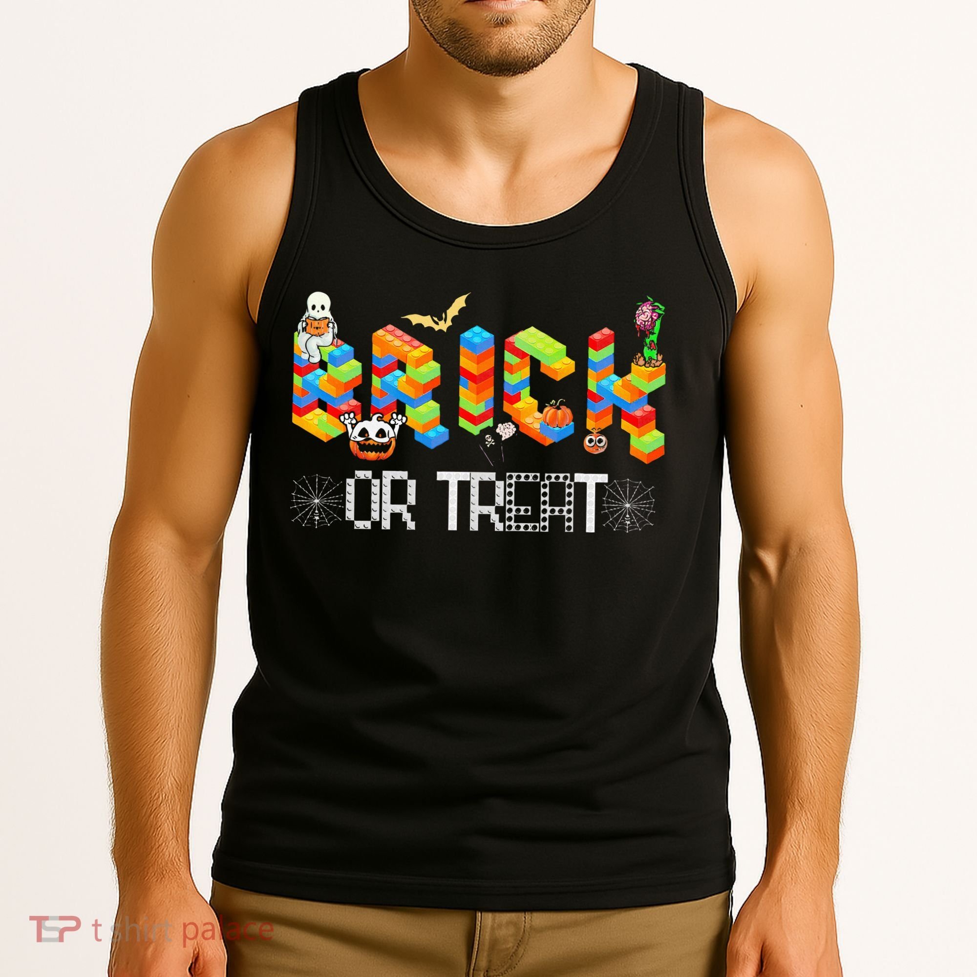 Block Building Halloween Brick Or Treat Master Builder Tank Top