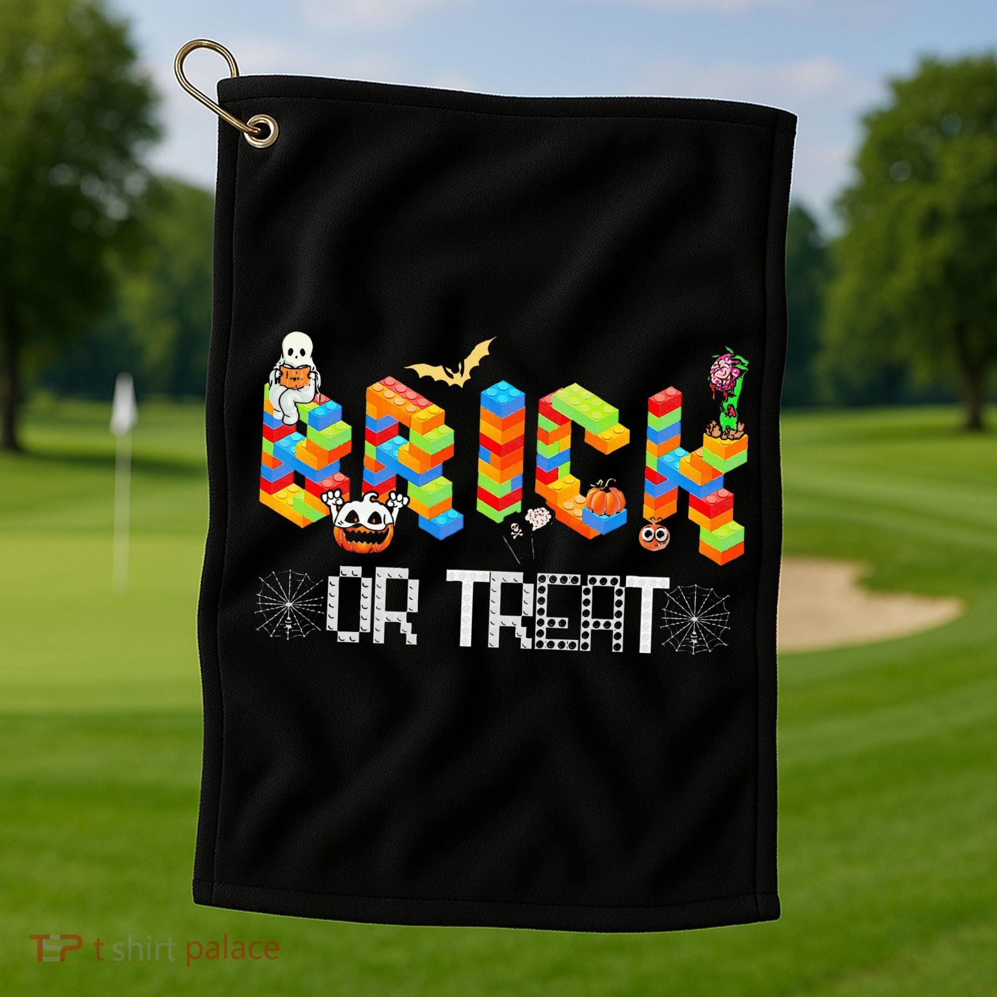 Block Building Halloween Brick Or Treat Master Builder Golf Towel