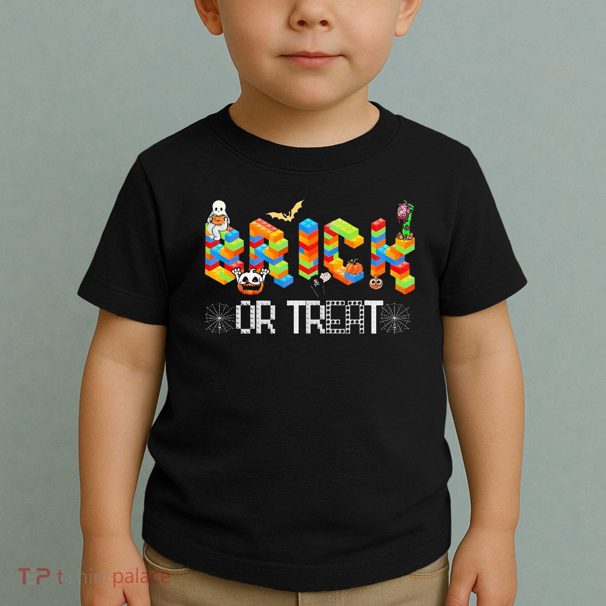 Block Building Halloween Brick Or Treat Master Builder Toddler T-Shirt