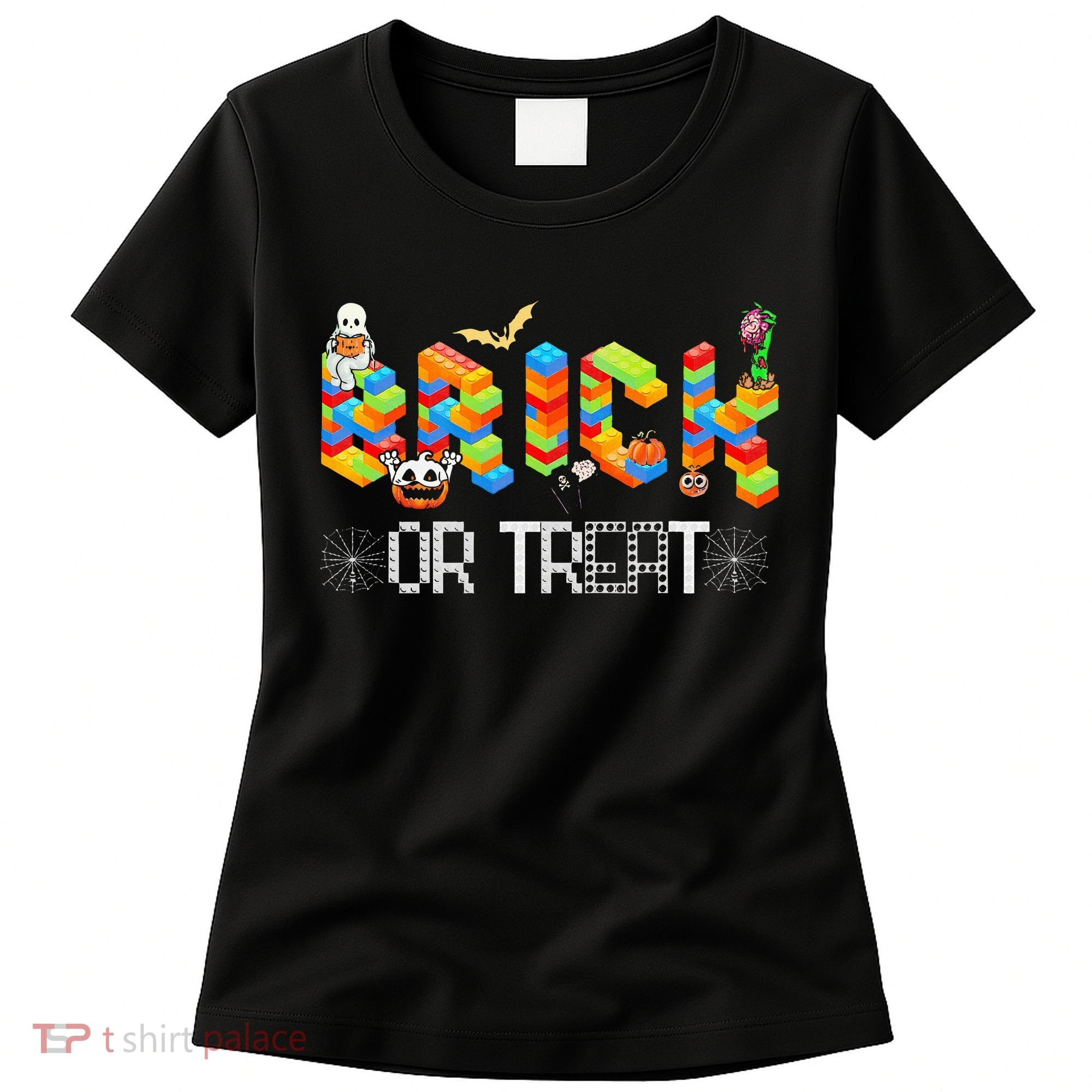 Block Building Halloween Brick Or Treat Master Builder Women's T-Shirt