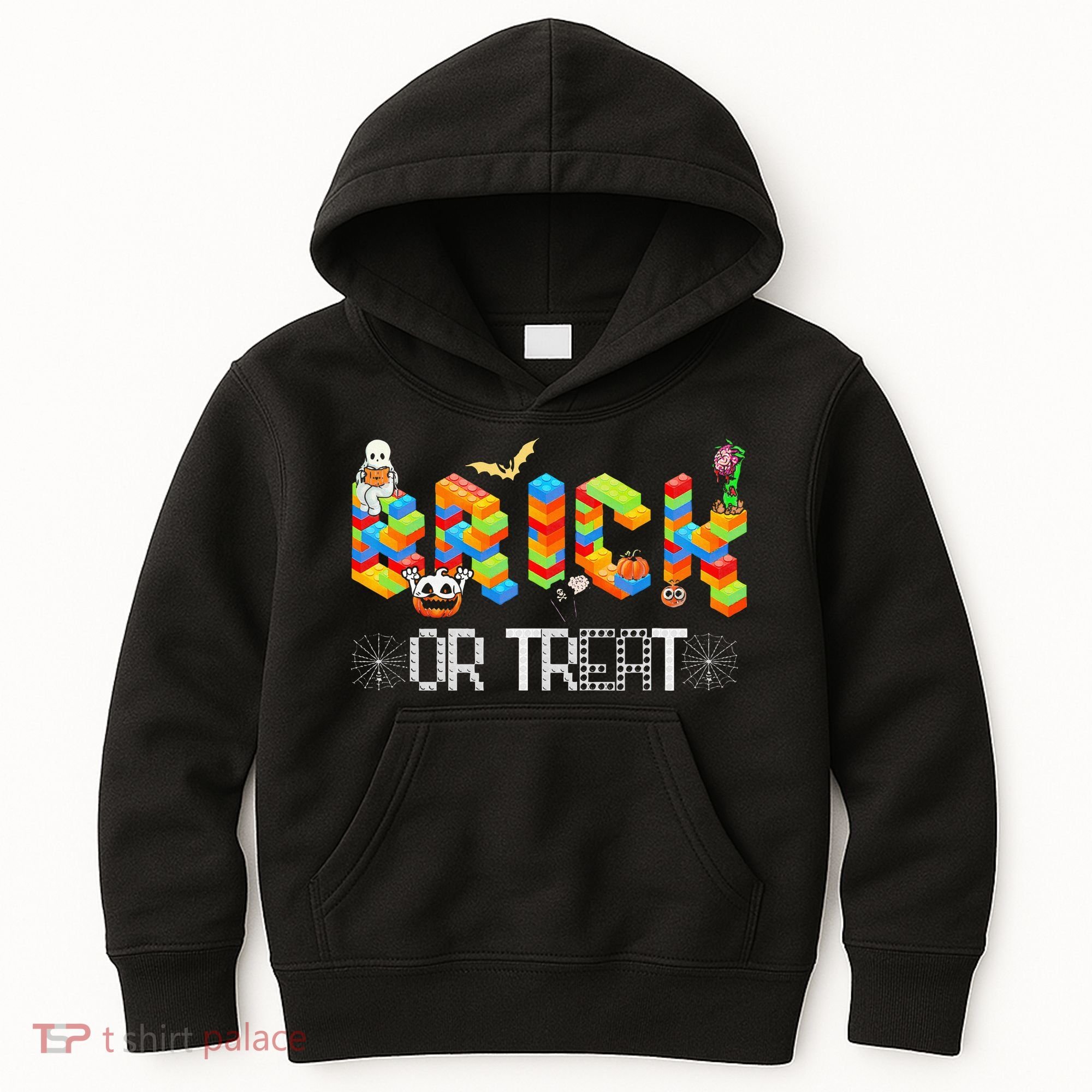 Block Building Halloween Brick Or Treat Master Builder Kids Hoodie