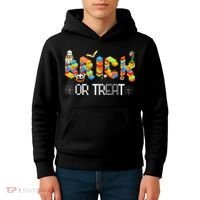 Block Building Halloween Brick Or Treat Master Builder Kids Hoodie thumb 4