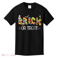 Block Building Halloween Brick Or Treat Master Builder Kids T-Shirt thumb 0