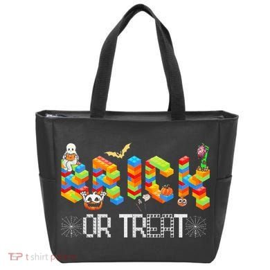 Block Building Halloween Brick Or Treat Master Builder Tote Bag