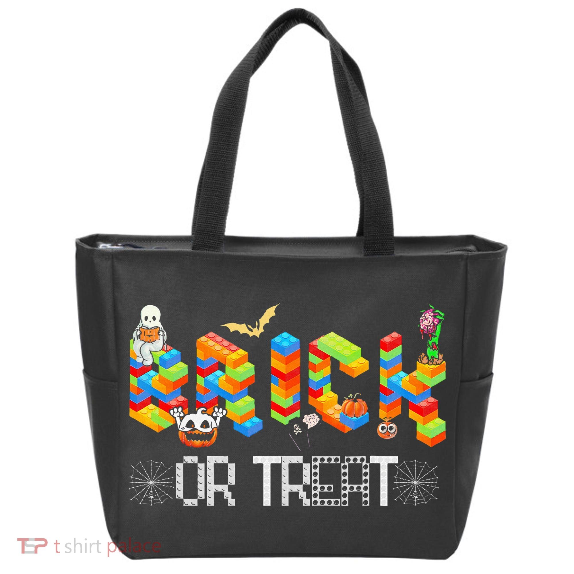 Block Building Halloween Brick Or Treat Master Builder Tote Bag