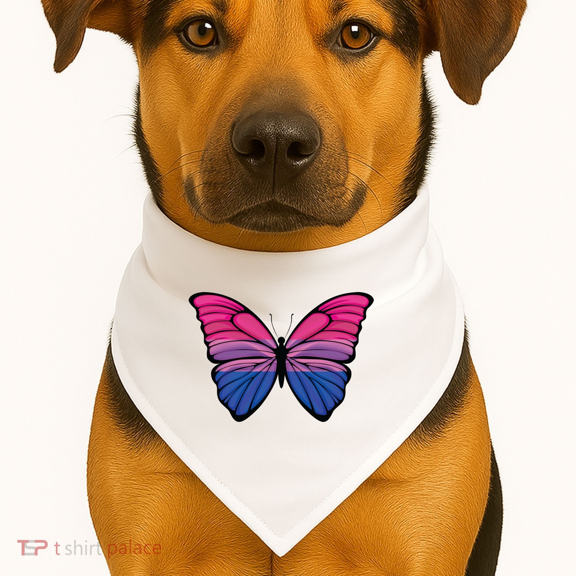 Bisexual Butterfly Hypolimnas Bi Pride Flag USA-Made Doggie Bandana