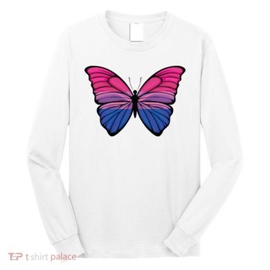Bisexual Butterfly Hypolimnas Bi Pride Flag Long Sleeve Shirt
