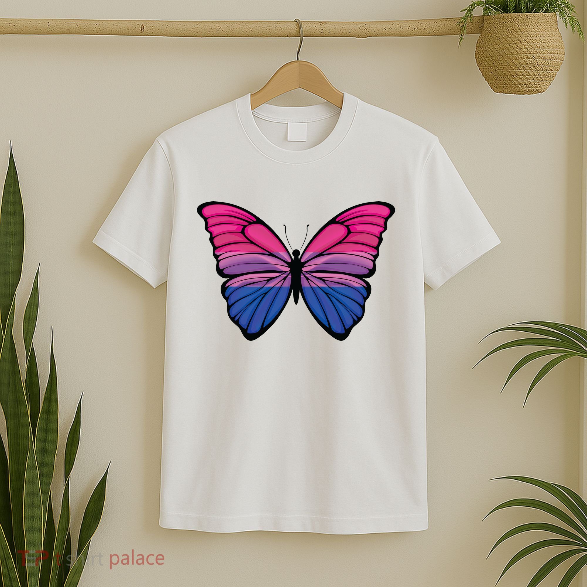 Bisexual Butterfly Hypolimnas Bi Pride Flag T-Shirt