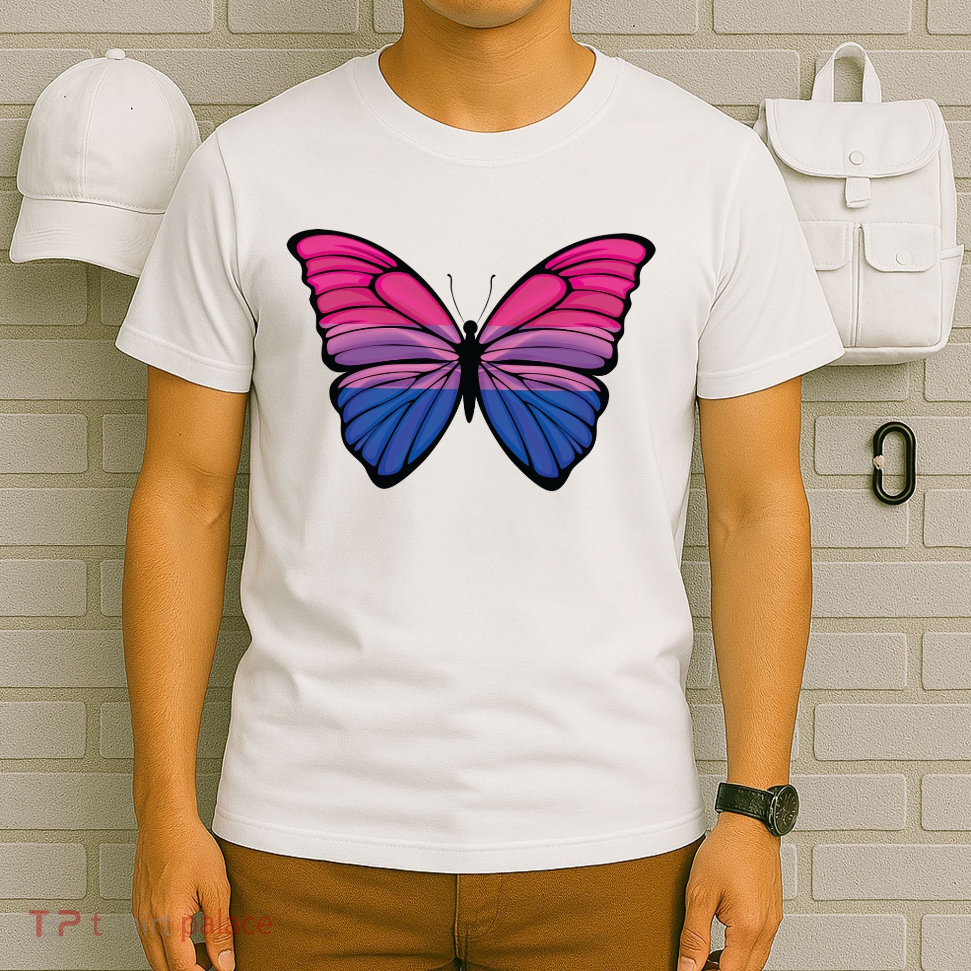 Bisexual Butterfly Hypolimnas Bi Pride Flag T-Shirt