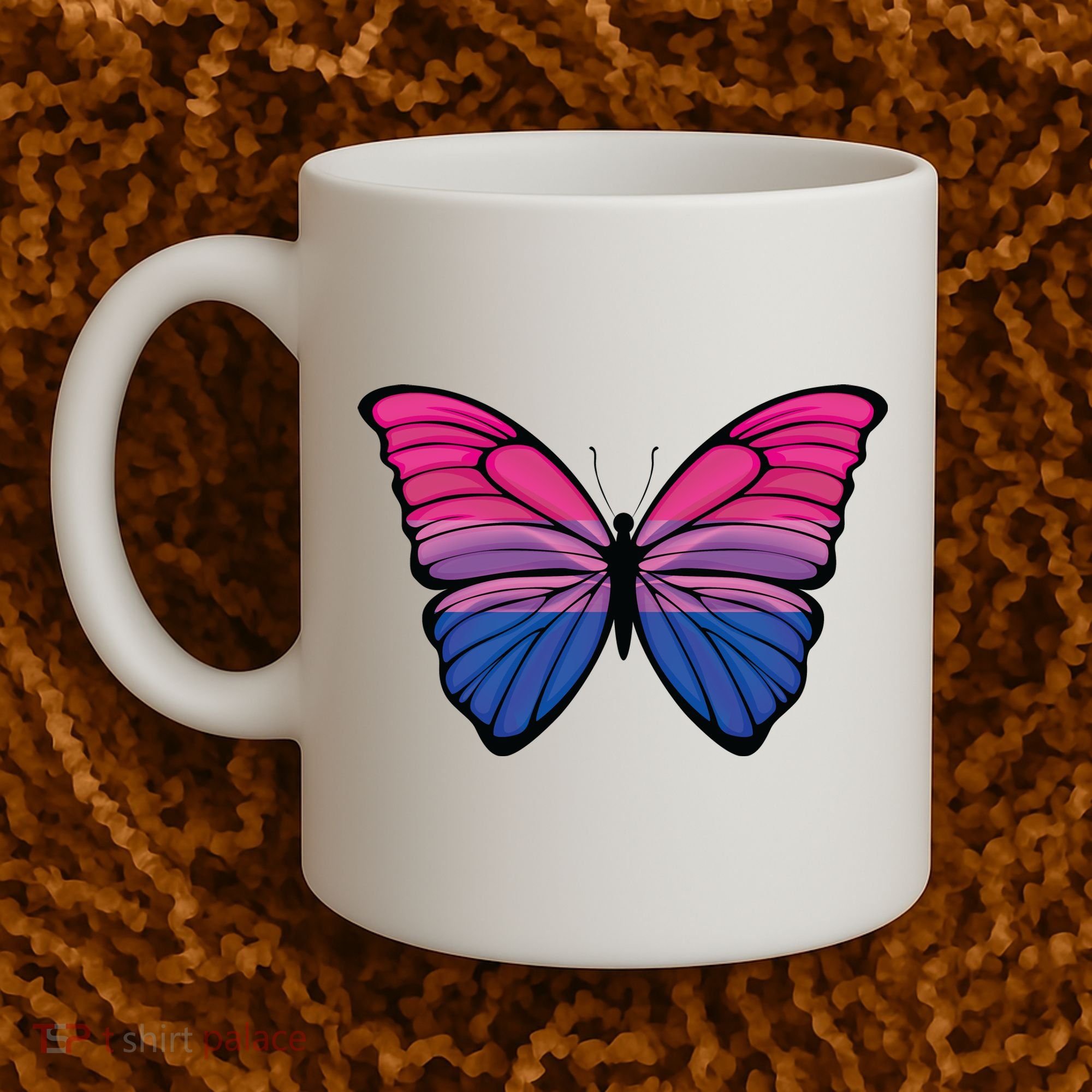 Bisexual Butterfly Hypolimnas Bi Pride Flag Coffee Mug