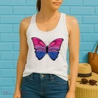 Bisexual Butterfly Hypolimnas Bi Pride Flag Women's Tank Top thumb 2