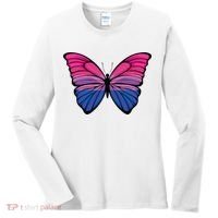 Bisexual Butterfly Hypolimnas Bi Pride Flag Women's Long Sleeve Shirt thumb 0
