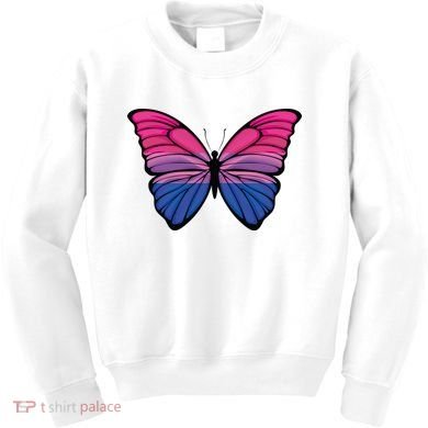 Bisexual Butterfly Hypolimnas Bi Pride Flag Kids Sweatshirt