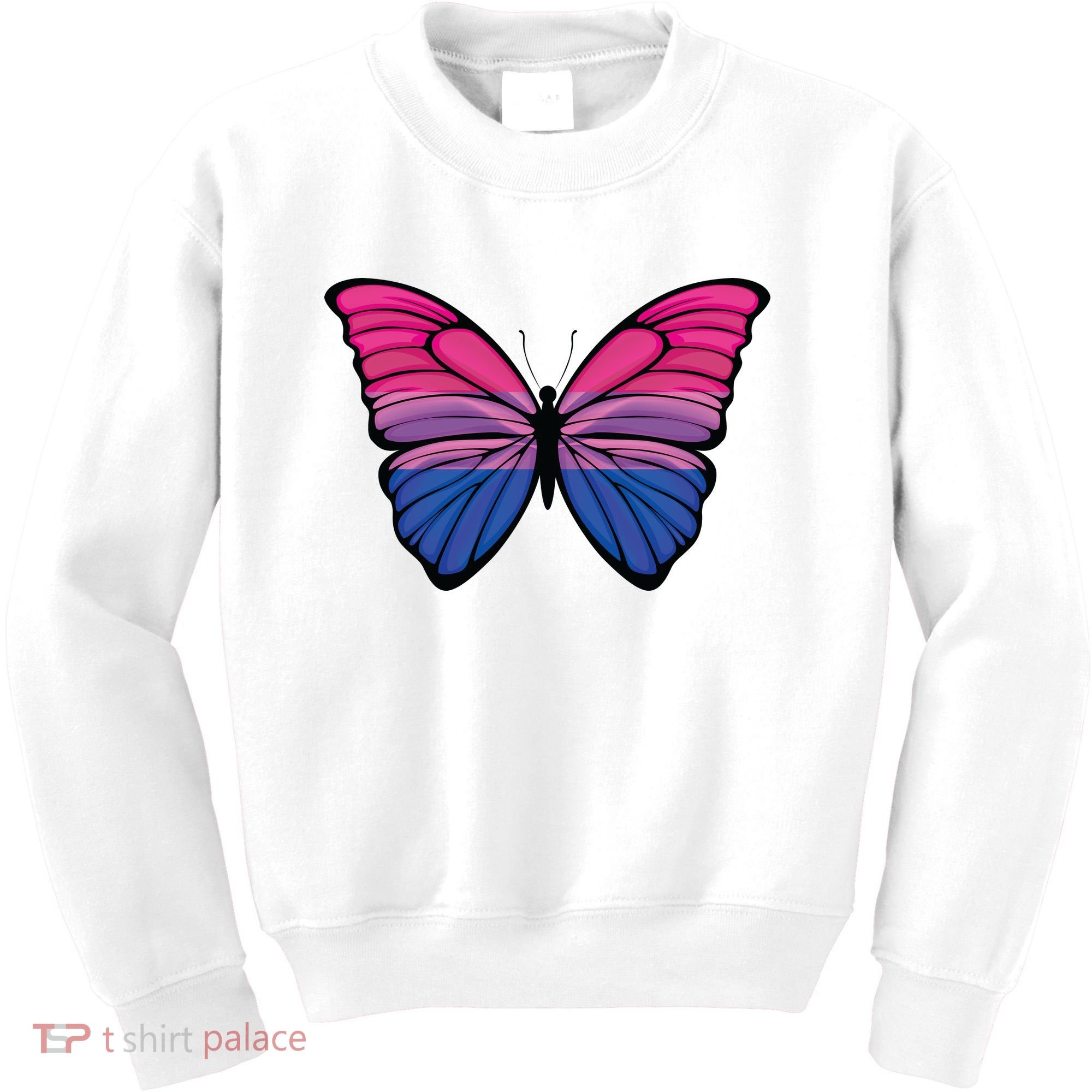 Bisexual Butterfly Hypolimnas Bi Pride Flag Kids Sweatshirt
