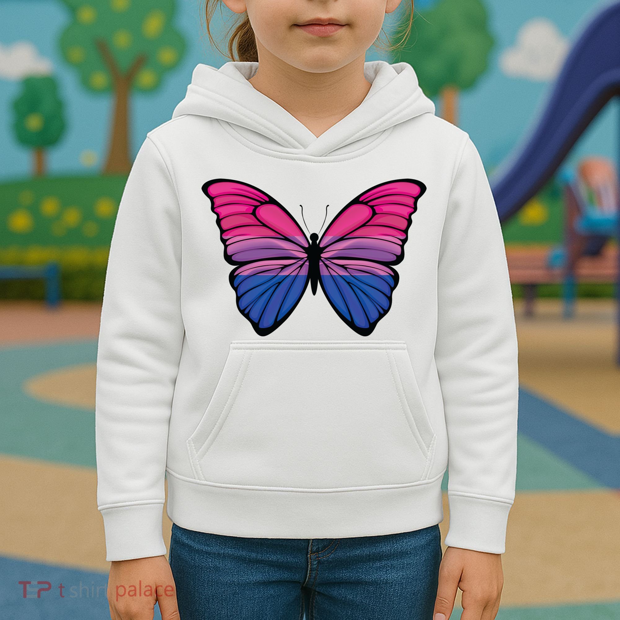 Bisexual Butterfly Hypolimnas Bi Pride Flag Kids Hoodie