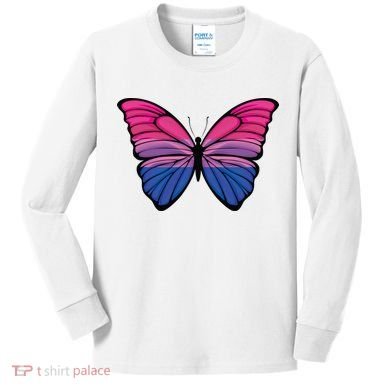 Bisexual Butterfly Hypolimnas Bi Pride Flag Kids Long Sleeve Shirt