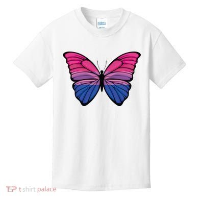 Bisexual Butterfly Hypolimnas Bi Pride Flag Kids T-Shirt